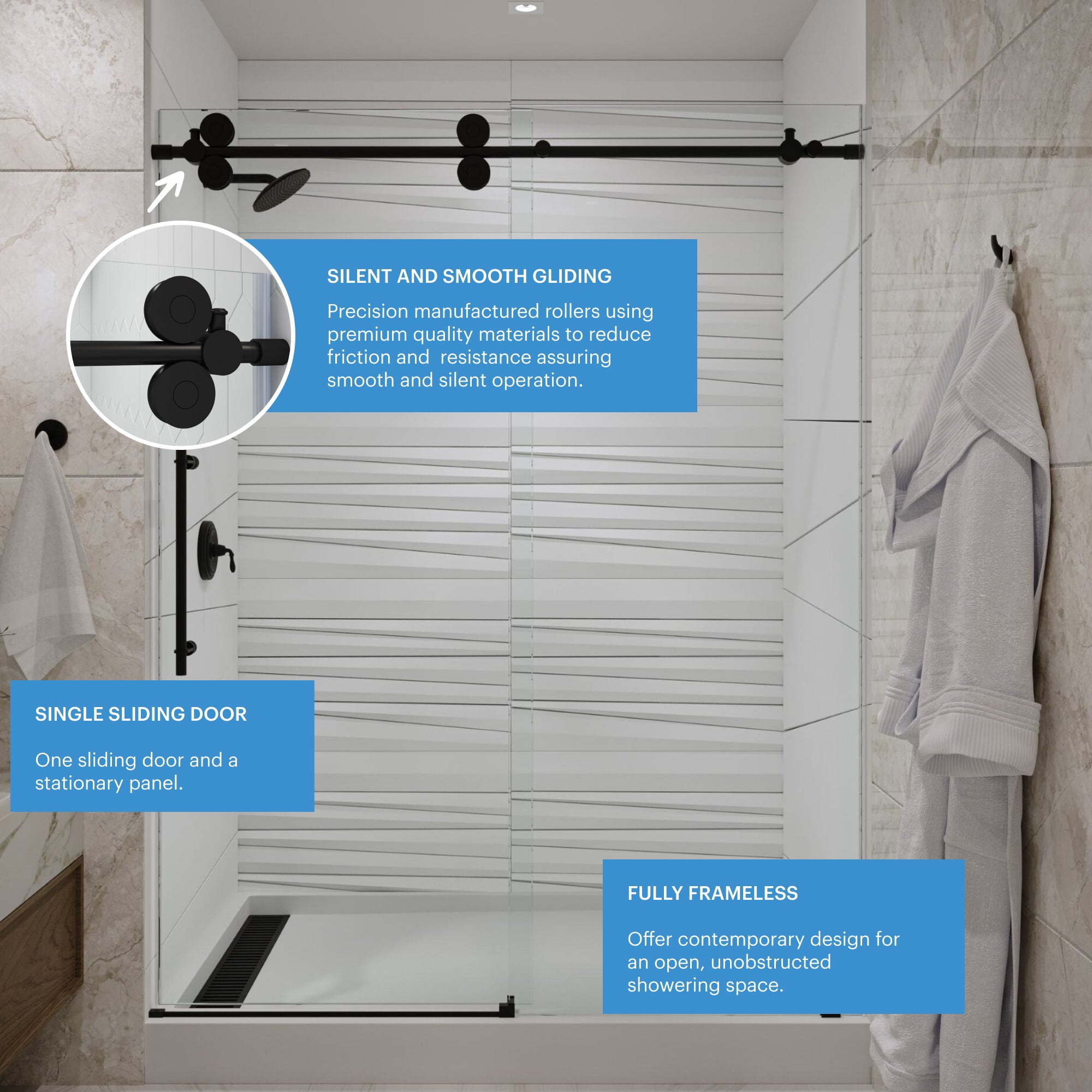 Cosmo Frameless Sliding Shower Door